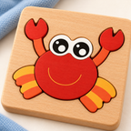 Happy Crab Wooden Puzzle · (6 Pack Puzzles )