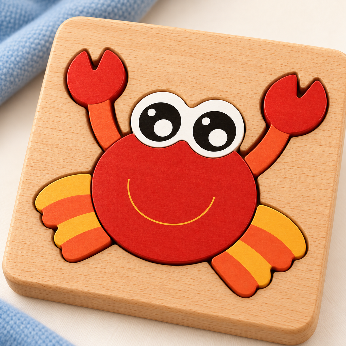 Happy Crab Wooden Puzzle · (6 Pack Puzzles )