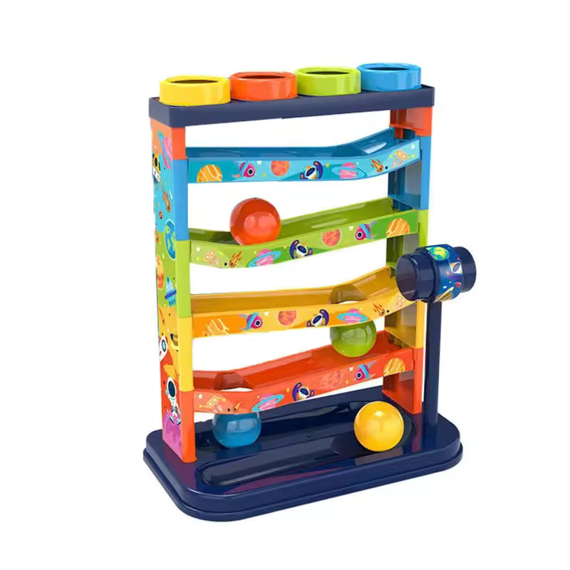 Selected five-layer rectangular rolling-ball track with base and colored balls